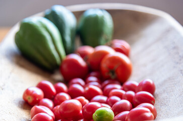 Vegetables on a wooden tray