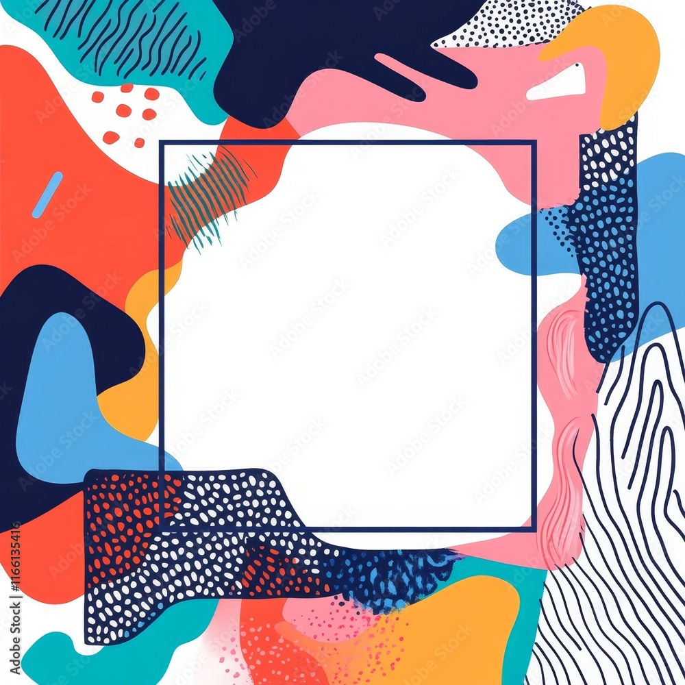 Poster creative abstract design featuring colorful shapes and patterns in a vibrant composition suitable fo