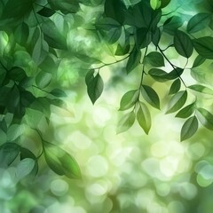 Lush Green Leaves Create a Tranquil Atmosphere in a Sunlit Forest During Early Morning Hours