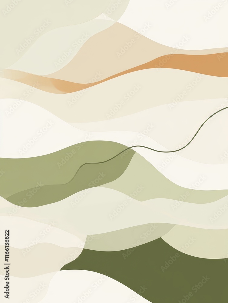 Poster colorful abstract waves flowing smoothly across the canvas, creating a serene and calming atmosphere