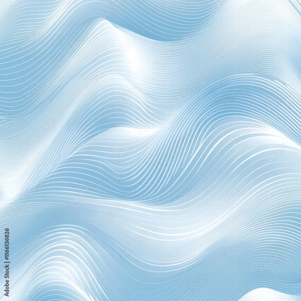 Leinwandbilder Seamless wave like pattern in light blue with flowing lines reflecting a serene atmosphere and gentle movement. Generative AI