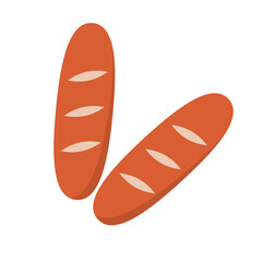 Delicious sausages icon. Meat. Vector.