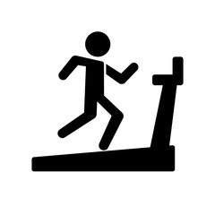 Treadmill and runner silhouette icon. Vector.