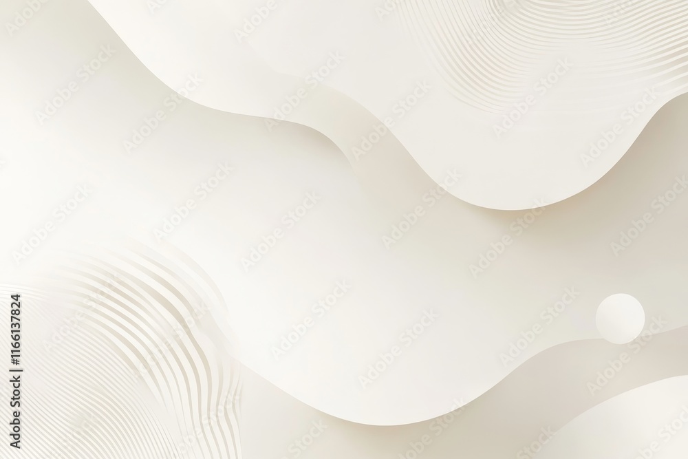 Poster abstract design featuring soft waves and curves in neutral tones creating a serene atmosphere for mo