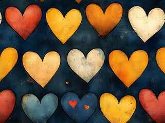 Obraz premium Hearts on a serene blue background
