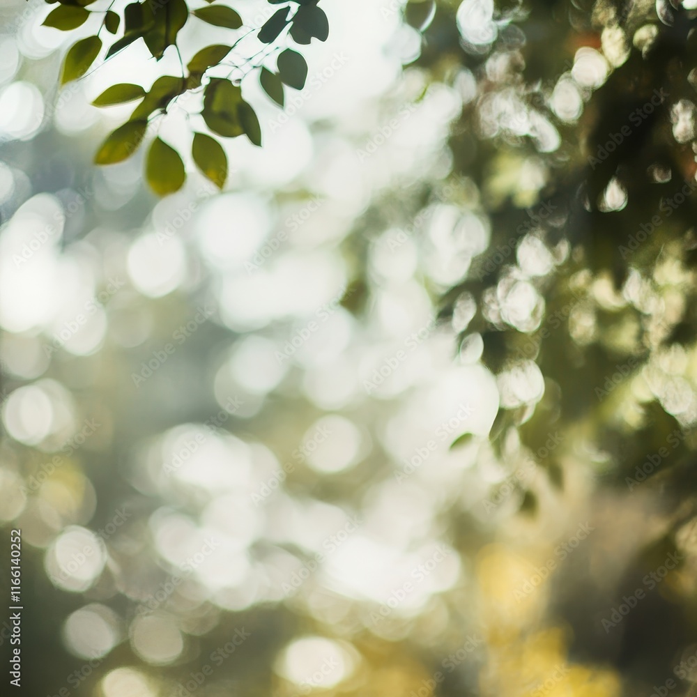 Aufkleber sunlight filtering through leaves creates a tranquil atmosphere in a forest setting during the late 