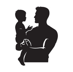 Father and son silhouette vector illustration