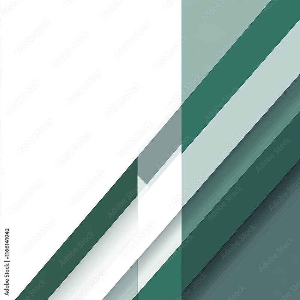 Aufkleber abstract geometry with layered shapes in green and white tones highlighting modern design elements f