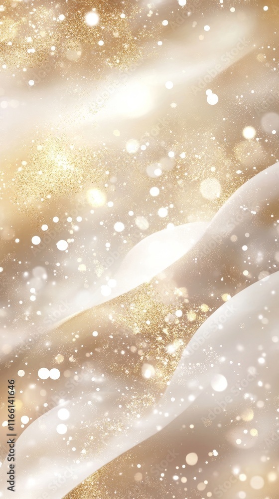 Poster stunning abstract design featuring shimmering gold tones and soft white textures with sparkling deta