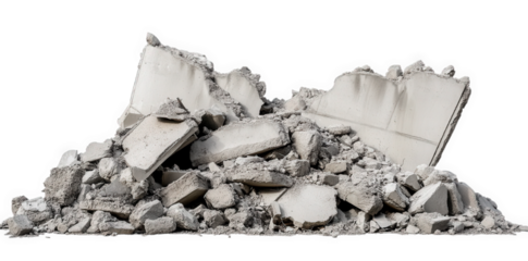a large pile of concrete debris. showcasing broken and fragmented pieces of construction material this rubble suggests the aftermath of demolition or construction work. highlighting themes of urban de