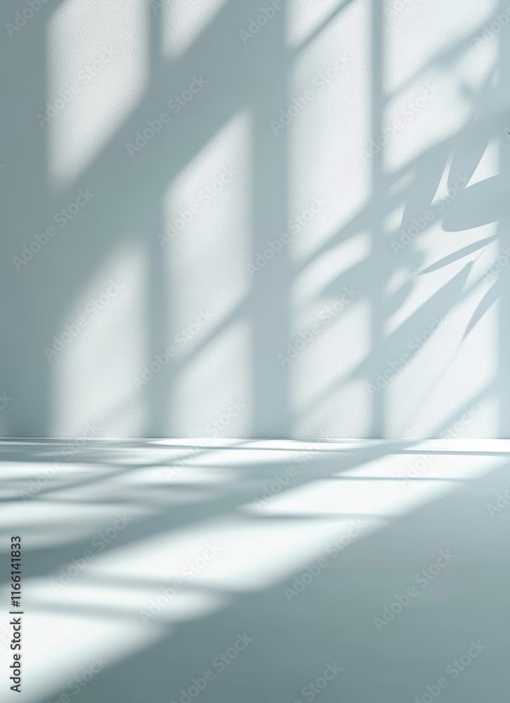 Poster light and shadow play in a minimalist interior during a calm morning hour highlighting unique patter