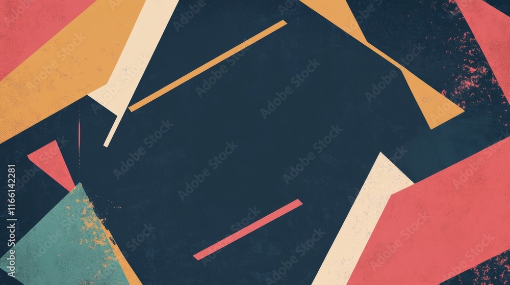 Aufkleber colorful abstract geometric shapes create an intriguing visual composition in a modern art style
