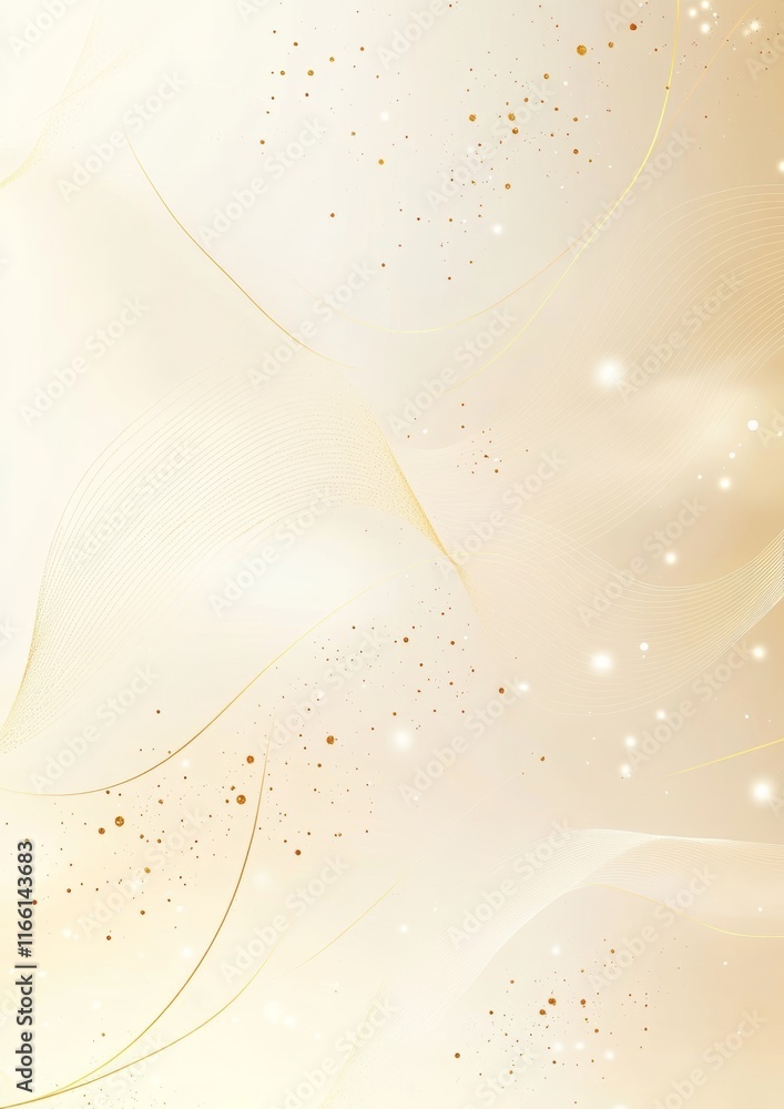 Poster delicate beige textured background featuring soft waves and sparkling accents in a tranquil, elegant