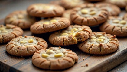 Rustic Wooden Table with Freshly Baked Cookies
