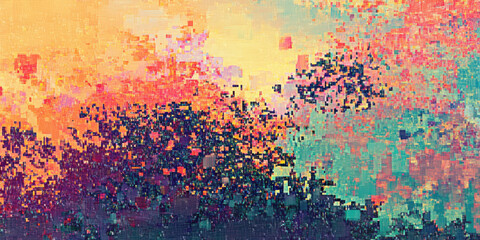 Fototapeta premium Abstract colorful digital art with vibrant shapes and patterns.