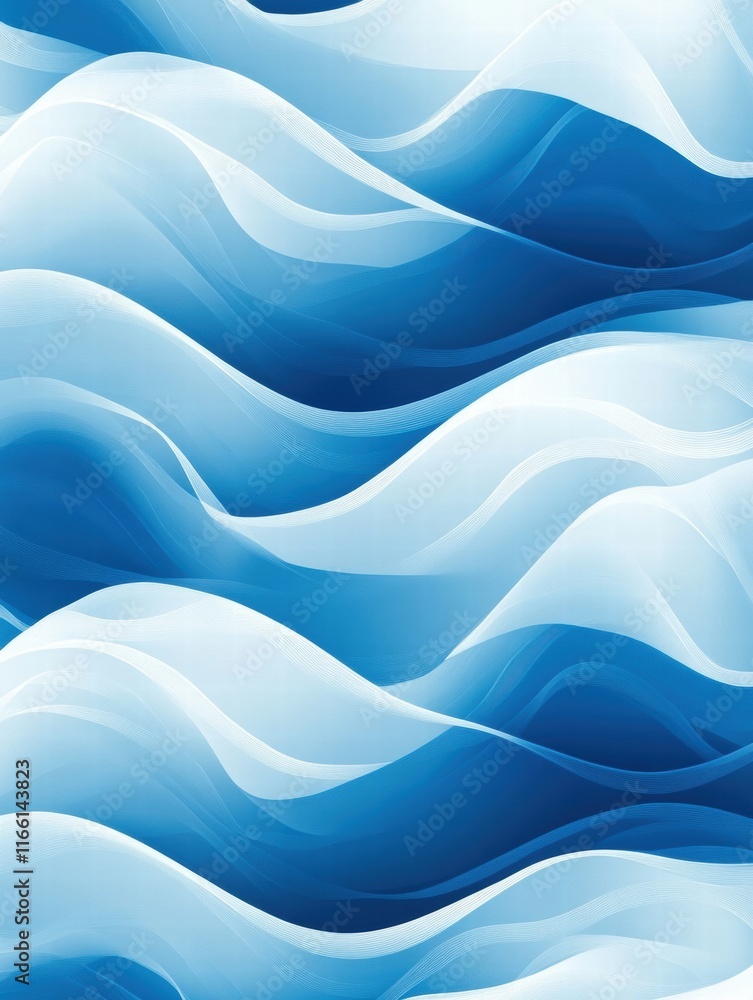 Fototapete seamless wave pattern in shades of blue displaying fluid movement and depth in a modern design aesth