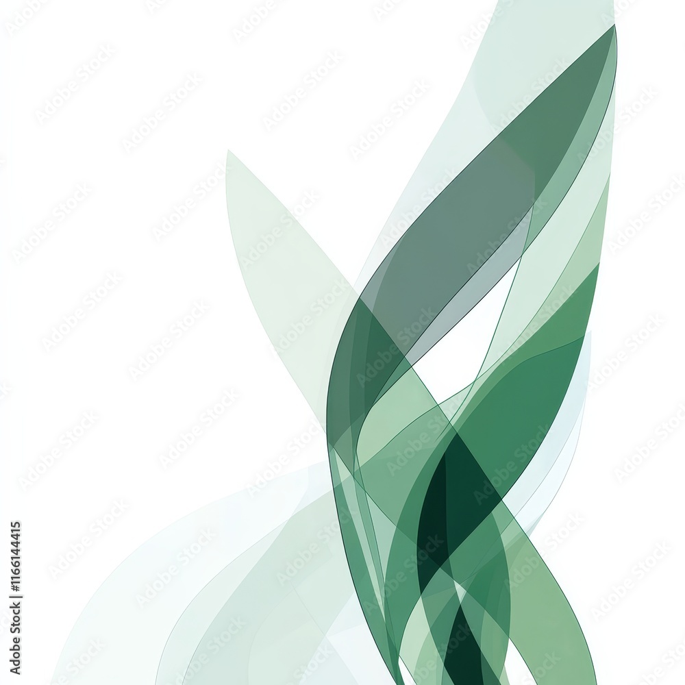 Poster elegant green abstract design featuring flowing curves and soft gradients in a minimalist compositio
