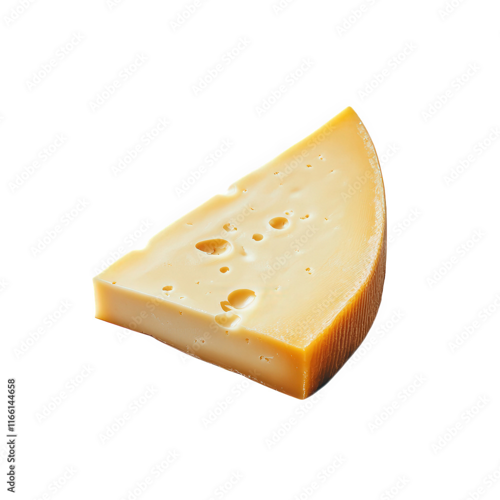 Aufkleber a wedge of cheese with a smooth texture and small holes. showcasing a creamy yellow color it is posi