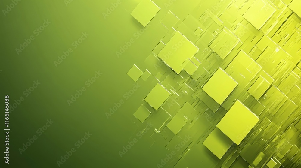Poster abstract design featuring geometric shapes in vibrant green tones creating a modern and dynamic comp