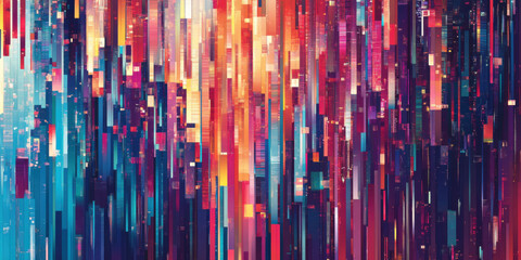 Obraz premium Abstract colorful vertical stripes on a vibrant background.