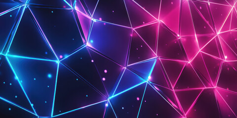 Abstract geometric shapes in vibrant blue and pink colors.