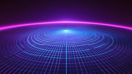 Obraz premium Abstract glowing grid pattern with vibrant neon colors.