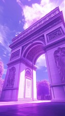 Fototapeta premium Purple-toned Arc de Triomphe under a vibrant sky.