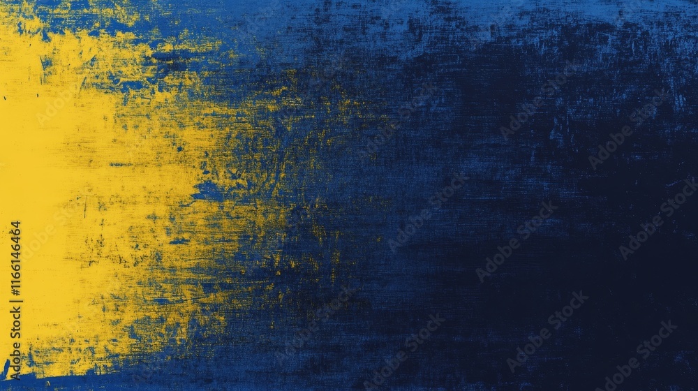 Poster bold abstract artwork featuring contrasting blue and yellow colors with textured brush strokes creat