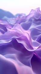 Obraz premium Abstract purple fabric waves, flowing silk texture, soft light, gradient colors.