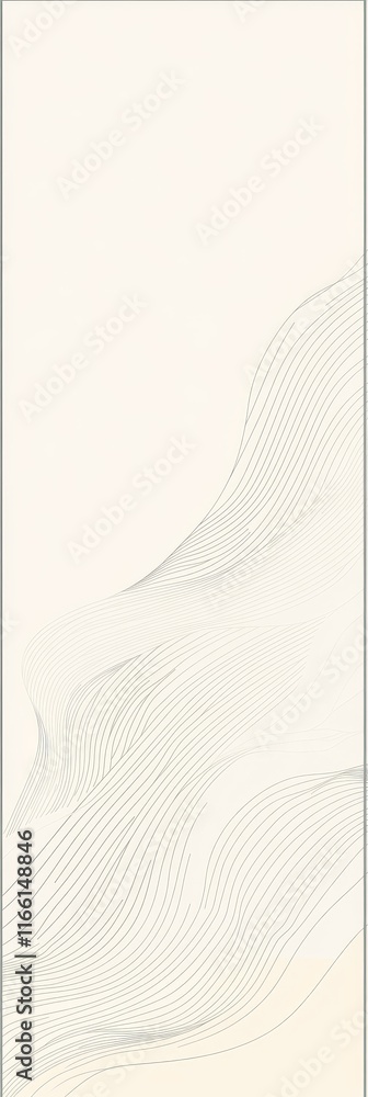 Poster abstract lines create a calm, serene background with soft curves and gentle waves in neutral tones s