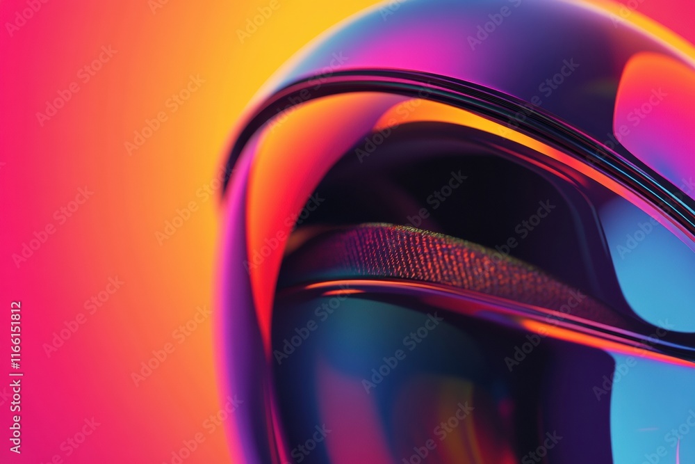 Poster close up view of modern headphones showcasing vibrant colors and glossy design elements enhancing im