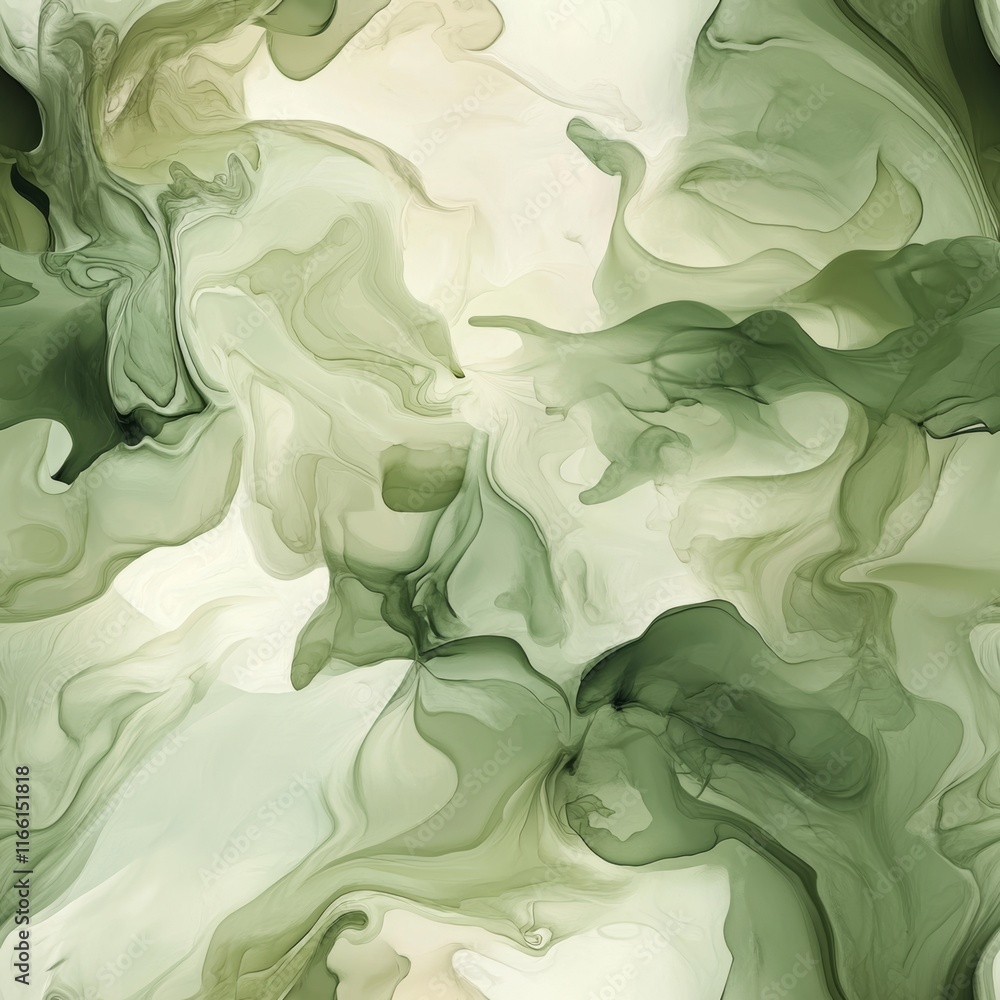 Aufkleber swirling patterns of green and white create an abstract design that evokes tranquility and nature's 