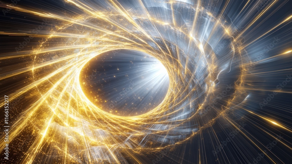 Poster galactic convergence of abstract glowing lines cosmic space digital artwork ethereal environment dyn
