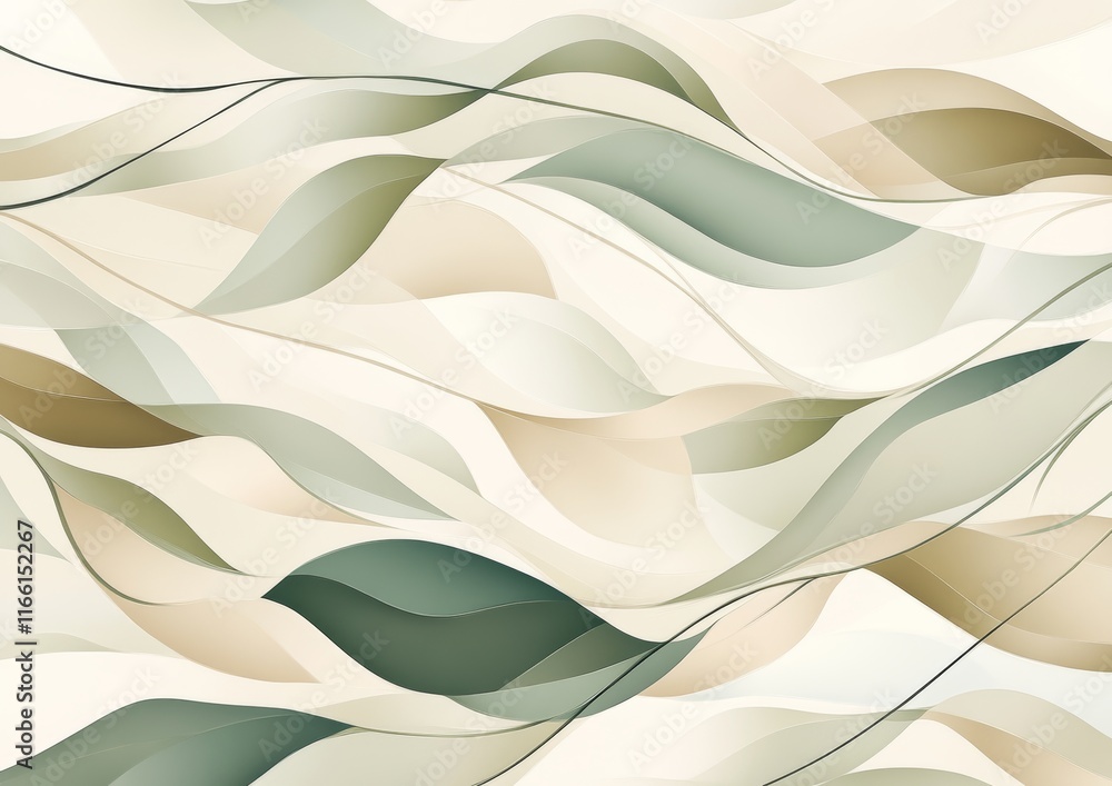 Poster waves of soft natural colors flowing harmoniously across a textured background creating an abstract 