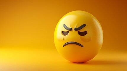 Fototapeta premium 3D yellow emoji with bored expression, half-closed eyes, yellow gradient background