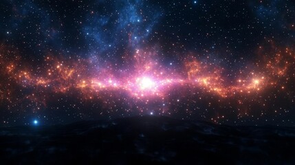 Skies nebula stars dimension concept. Cosmic nebula with vibrant colors and starry background.