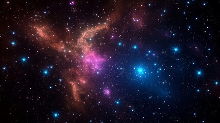 Fototapeta premium Skies nebula stars dimension concept. Vibrant cosmic scene with colorful stars and nebulae in deep space.