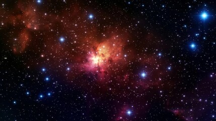 Naklejka premium Skies nebula stars dimension concept. Vibrant cosmic scene with colorful nebula and bright stars.