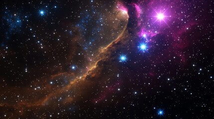 Obraz premium Skies nebula stars dimension concept. Vibrant cosmic scene with stars and nebulae in deep space.