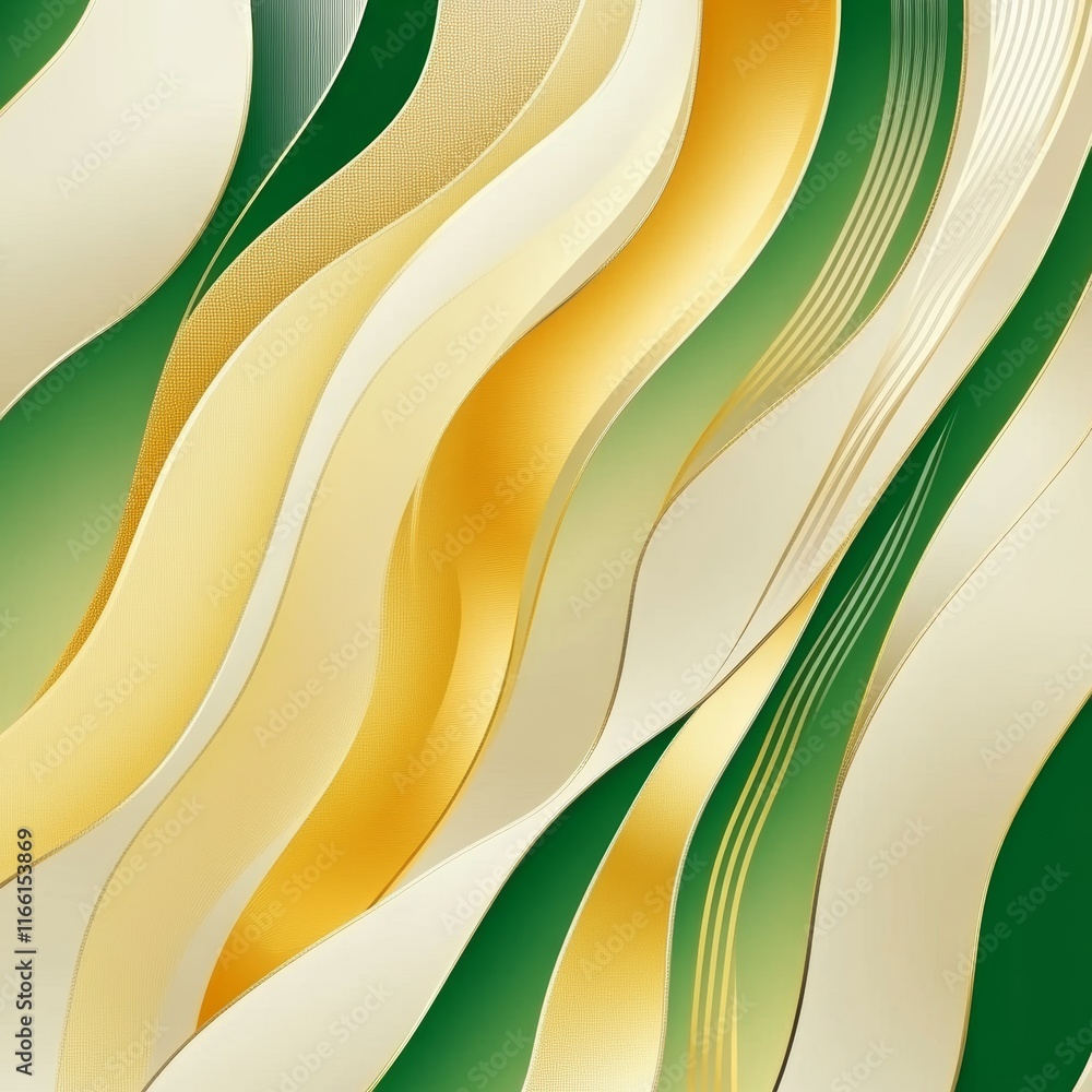 Aufkleber swirling patterns of green, gold, and cream create an abstract design evoking flowing movement and d