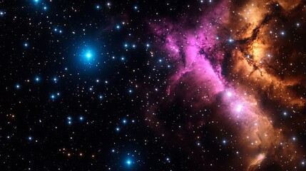 Skies nebula stars dimension concept. Cosmic nebula with vibrant colors and sparkling stars in a vast galaxy.