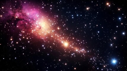 Fototapeta premium Skies nebula stars dimension concept. Cosmic nebula with vibrant colors and distant stars in deep space.