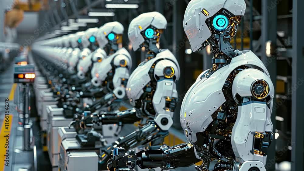 Aufkleber advanced robotics in action showcasing future technology in a high-tech manufacturing facility