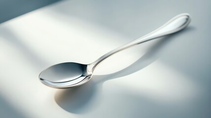 Closeup of spoon with dramatic shadow, study in light and contrast spoon