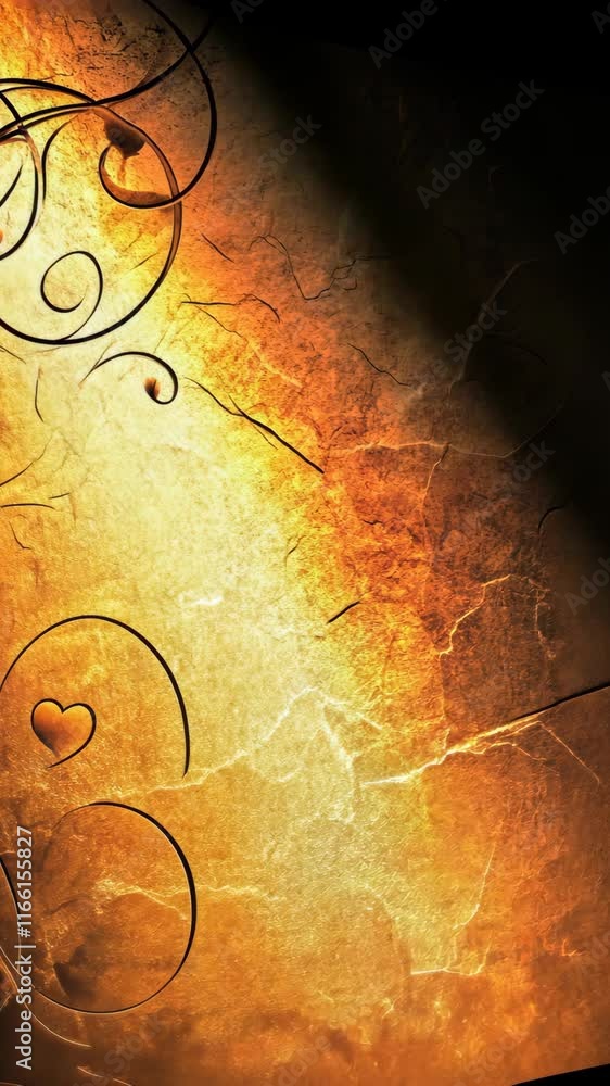 Poster artistic texture with swirling patterns and warm colors on a cracked surface