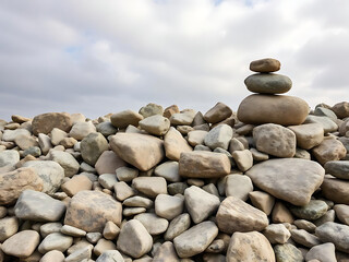 pile of stones on the beach