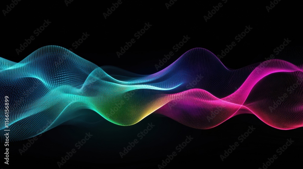 Fototapete vibrant neon lines creating a mesmerizing abstract pattern with glowing effects in dark background. 