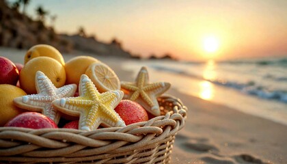 Lemon Sugar Cookies on a Beach Basket