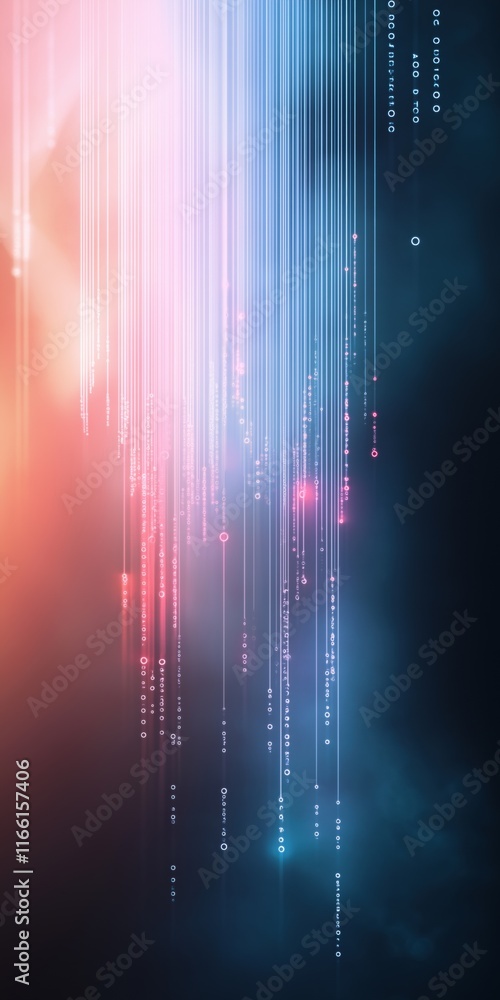 Poster a colorful, abstract image with a blue and pink background and a purple and orange foreground. the i