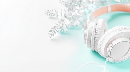 Pink and white headphones, immersive sound stylish design for music lovers stylish